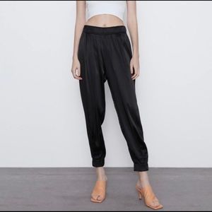 Zara black satin joggers